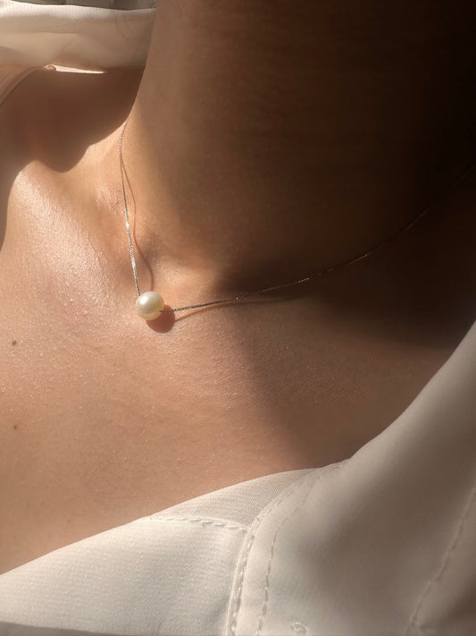 Natural pearl pure silver necklace