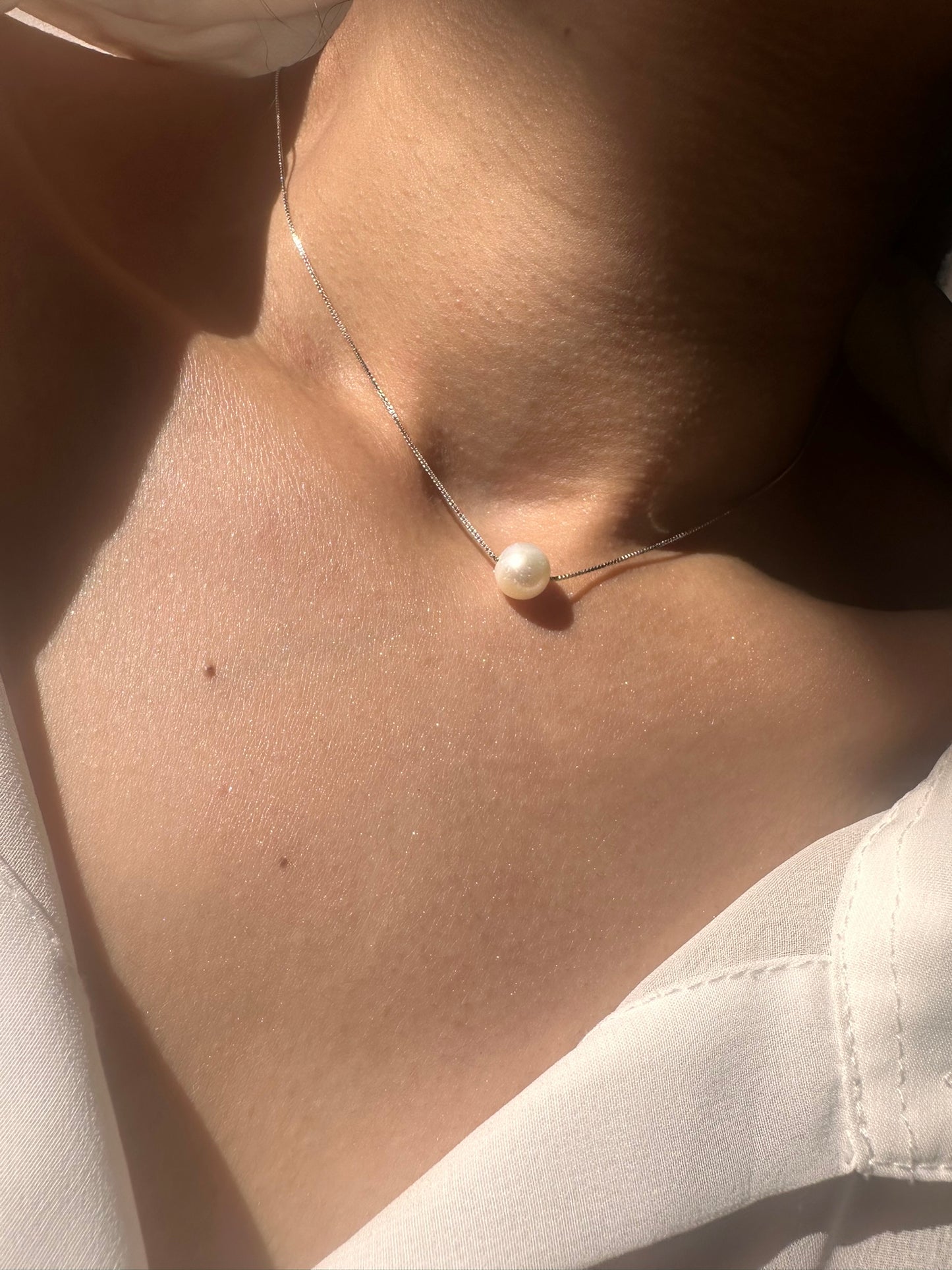 Natural pearl pure silver necklace